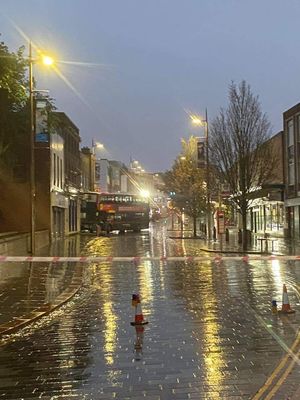 The bus soon after it crashed in Fisher Street, Dudley. Photo: Tarja Williams 