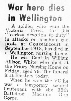 Captain White's passing in Wellington merited a brief mention in the Telford Journal