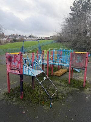 Vandalised Brewery Fields play equipment has now been cleared away. Picture Cllr Shaukat Ali free for LDRS use