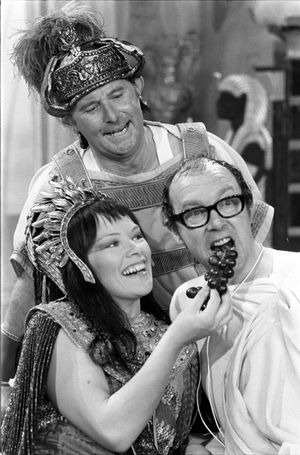 1971 – Glenda Jackson, playing Cleopatra, with Morecambe and Wise in their Christmas special