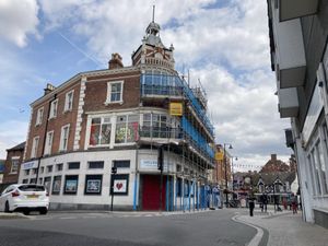 Supporting image for story: 'Business as usual' - Scaffolding goes up outside Telford cinema as renovation works gather pace