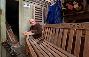 Former councillor Graeme Perks, who helps to refurbish park benches at his home in Ludlow