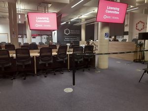Four officials, two councillors and one reporter gave Telford's council chamber an empty atmosphere. Picture: LDRS