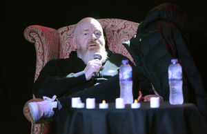 Scottish businessman and music industry executive Alan McGee talking at the The Slade Room as part of the Wolverhampton Literature Festival