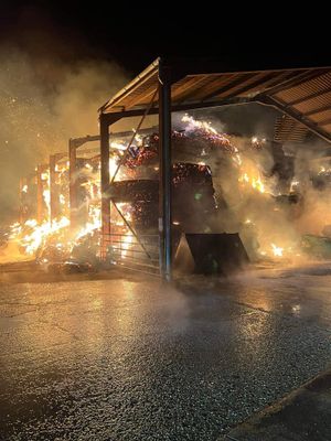 The barn fire at Longden-on-Tern. Photo: Wellington Fire Service