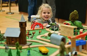 Hattie Cuff, 4, from Telford enjoys the wooden toy trains