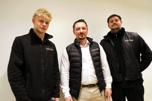 From left: Voltium Electrical Services apprentice Archie Austin with directors Jake Jones and Matthew Hicks