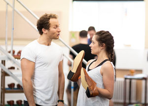 Joel Harper-Jackson (Charlie) and Paula Lane (Lauren) in rehearsal for Kinky Boots UK Tour. Photo by: Helen Maybanks