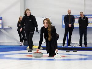Supporting image for story: Kate and William try their hand at curling in Stirling