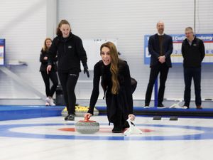 Supporting image for story: Kate and William try their hand at curling in Stirling