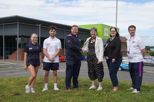 Left to right: Daisy Allen, Alfie Robbins, Rob Tyler- Freedom Leisure Area Manager, Councillor Lynn Denham - Leader of Worcester City Council, Lisa Kordas and Richard Aldridge.
