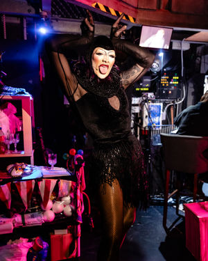 Danny Beard shows the technical area the evil intent of Caraboose. Photo: Danny Kaan