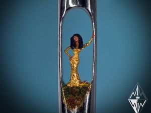 Supporting image for story: Beverley Knight shrinks down to fit in the eye of a needle in impressive new artwork