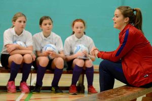 Grace Smith with pupils at Oldbury Wells School
