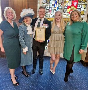 Emma Smith, High Sheriff of Staffordshire Julia Mitchell, Adam Harrison, Hannah Montgomery and Pippa Moor. 