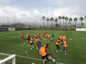 Shrewsbury Town meet and greet with fans in Valencia during open training