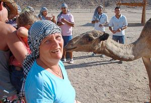 Linda Hoey and a camel