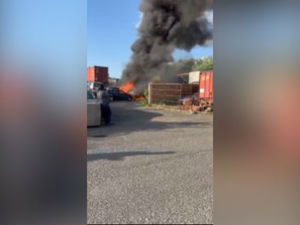 Clouds of black smoke could be seen coming from the site as the fire was alight