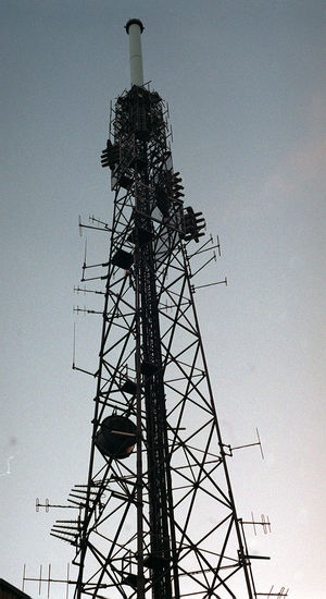 The Wrekin transmitter mast, pictured on December 7, 1999