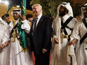 Supporting image for story: Watch Donald Trump join in with a traditional sword dance in Saudi Arabia