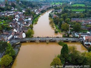 The bridge over the swollen River Severn in Bridgnorth. Photo,