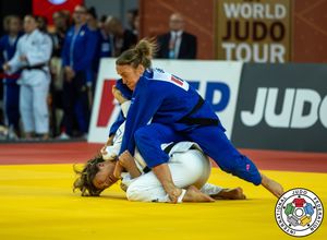 Renshall in action during her bronze medal contest in Zagreb.