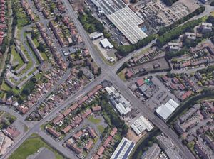 An aerial view showing Sedgley Road East going across Dudley Port. Photo: Google