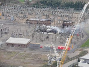 Smoke billowing at the North Hyde electrical substation