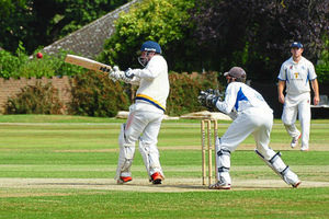 Fellow century maker Ryan Lockley creams the Devon bowling during Shropshire's victory.