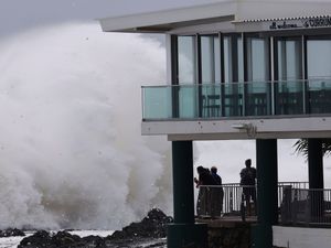 Huge swells hit the beaches on the Gold Coast, Australia