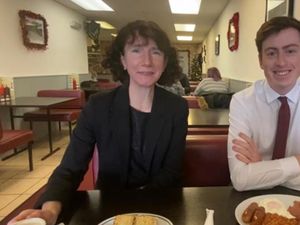Supporting image for story: North Shropshire by-election: Labour Party chairman joins candidate for breakfast
