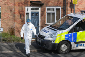 Police at the scene in Sutton Street, in Aston, Birmingham. Photo: SnapperSK