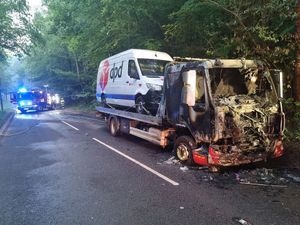 Supporting image for story: Pictures emerge of breakdown truck involved in south Shropshire fire drama