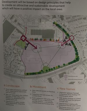 A map showing the proposed development area off Lichfield Road, in Stafford, on display at the consultation event
