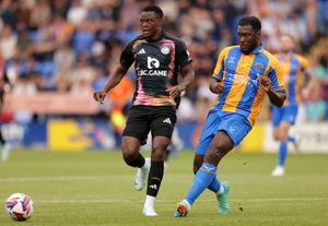 Leicester City's Patson Daka and Shrewsbury Town's Aaron Pierre 