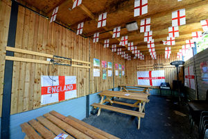 The outside area of Britannia Sports Bar in Wollaston has been decorated ahead of Euro 2020