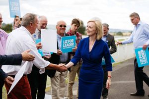 Liz Truss arriving at Ludlow Racecourse