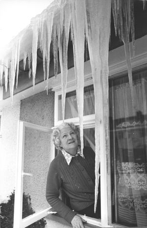  Molly Hatfield studies icicles at her home in Brookhouse Road, Oswestry 