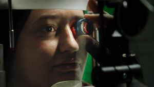 Sight test taking place