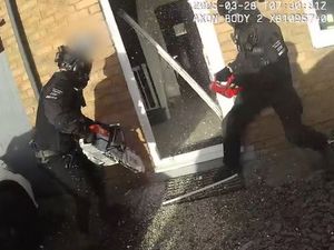 Supporting image for story: Watch: Police cut through Telford drug dealer's door with chainsaw TWICE