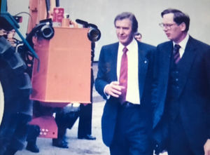 With the Duke of Gloucester on a royal visit to F.W. McConnel.