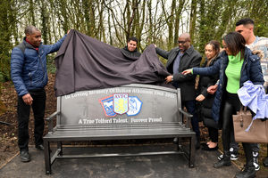 The unveiling of the bench