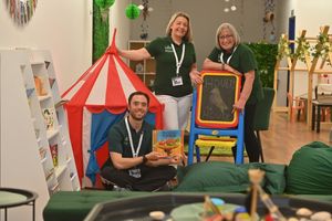 Former gymnastics and sports coach James Hoult has just opened Hoult's House Play Village in Stourbridge creating five jobs.
 Pictured with him today is (L) Beck Fletcher and (R) Mandy Curtis.