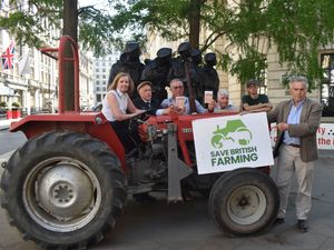 People at a Save British Farming protest in London