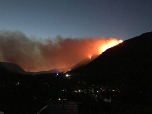 Supporting image for story: Huge hillside blaze near Oswestry started by unattended bonfire