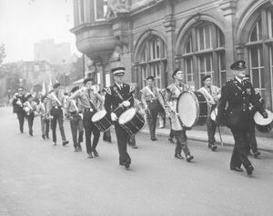 Ludlow Hospital Service on October 16, 1966, with Ludlow Town Hall and Ludlow Castle in the background. Picture by Richard Brock