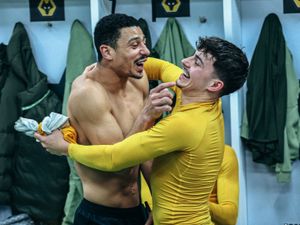 Supporting image for story: Wolves stars sing along to Super Bowl star Bad Bunny's chart-topping single in joyous dressing room celebrations after Liverpool victory