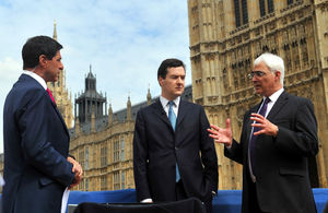 Jon Sopel interviewing George Osborne and Alistair Darling at the 2010 General Election