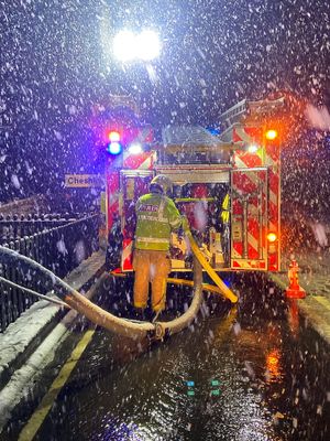 Flooding affecting a property in Woore. Pic: @SFRS_MDrayton
