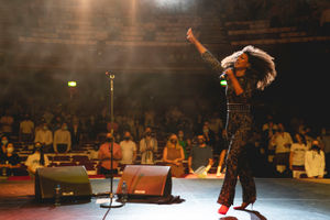 Beverley Knight performs during a pilot performance at the London Palladium